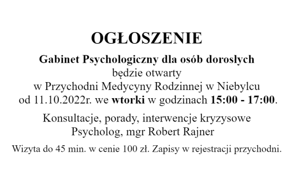 Gabinet Psychologiczny dla osób dorosłych